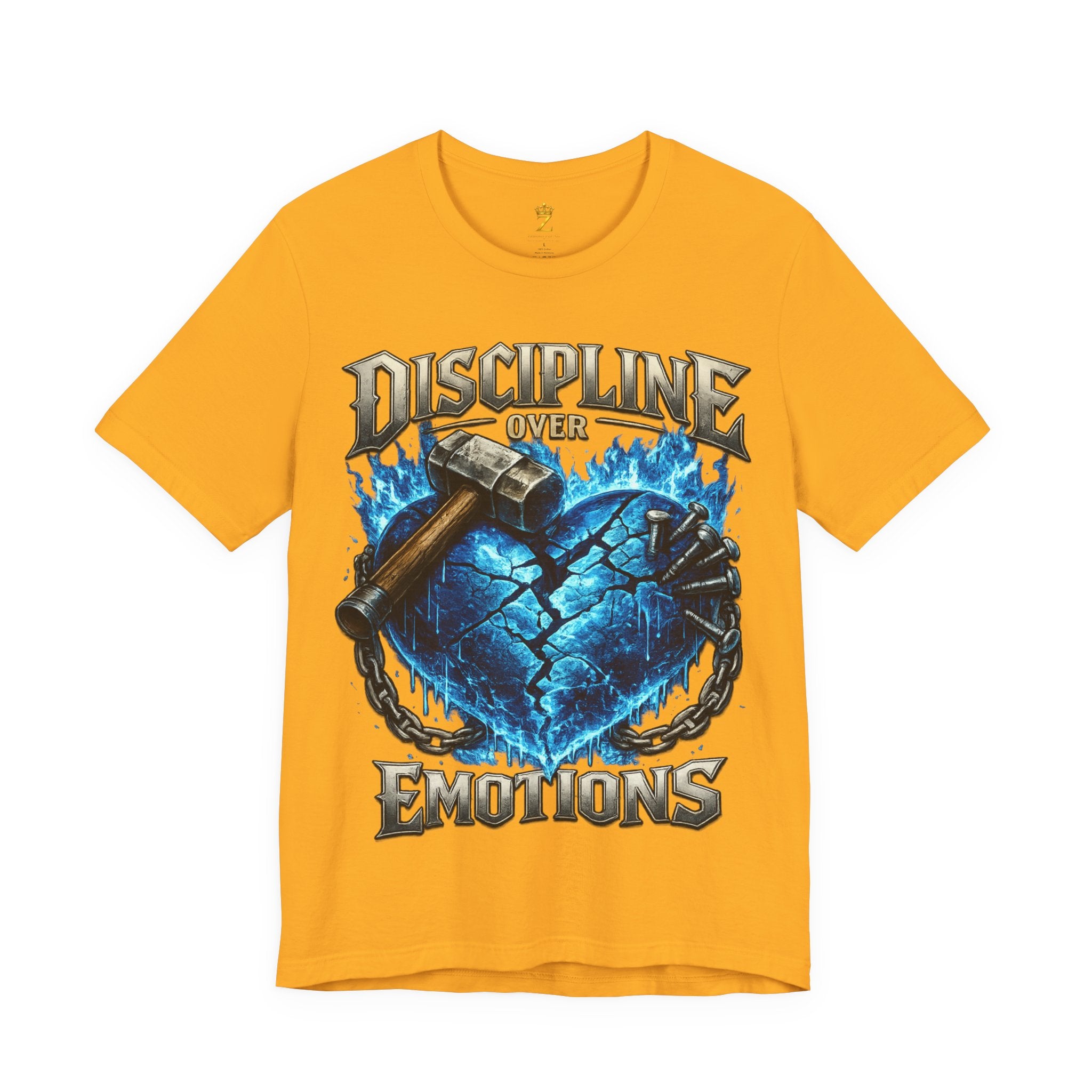 Discipline Over Emotions Premium Graphic T-Shirt (Blue Heart) Printify
