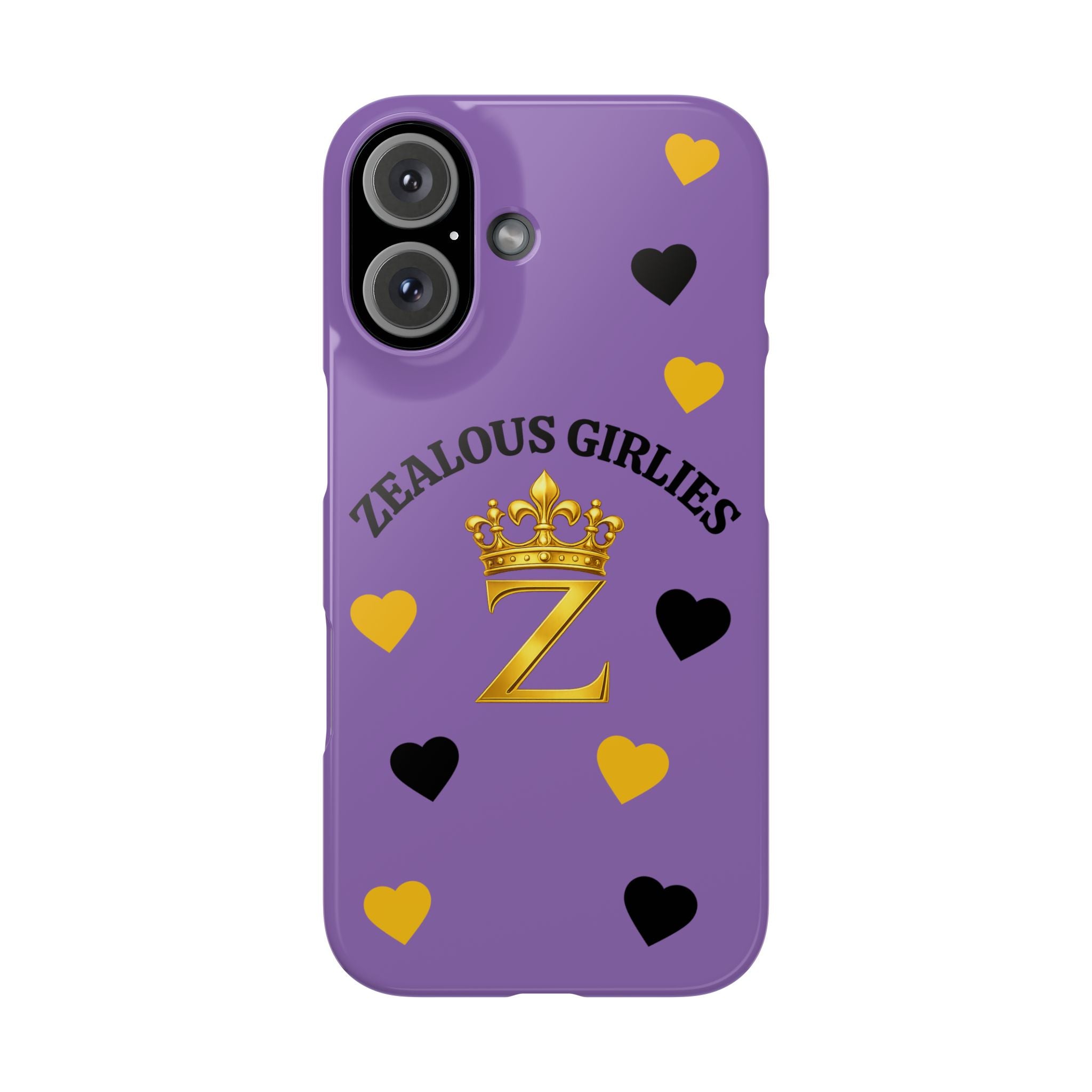 Zealous Girlies 'Z' Crown Slim Phone Case — Purple & Gold Heart Design Printify