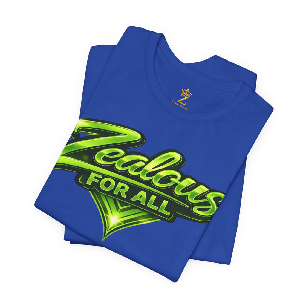 Zealous For All Graphic T-Shirt (Lime Green Logo) Printify