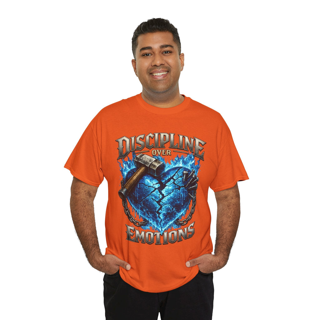 Discipline Over Emotions Graphic T-Shirt (Blue Heart) Printify
