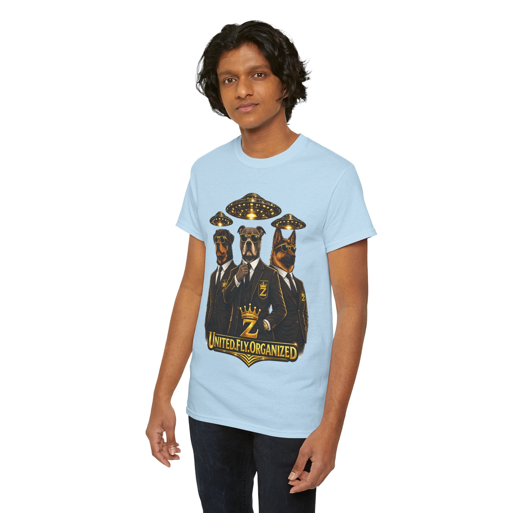 Adult "United. Fly. Organized." Graphic Tee (Gold) Printify