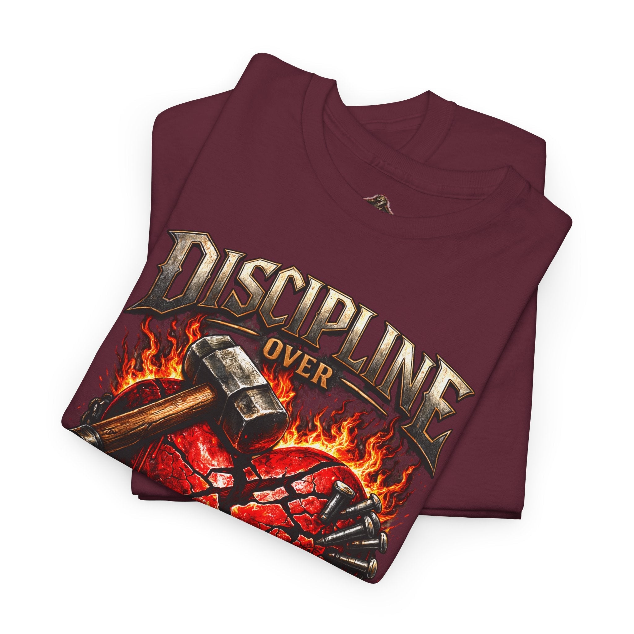 Discipline Over Emotions Graphic T-Shirt (Red Heart) Printify