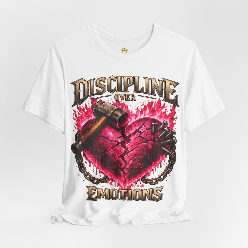 Discipline Over Emotions Premium Graphic T-Shirt (Hot Pink Heart) Printify