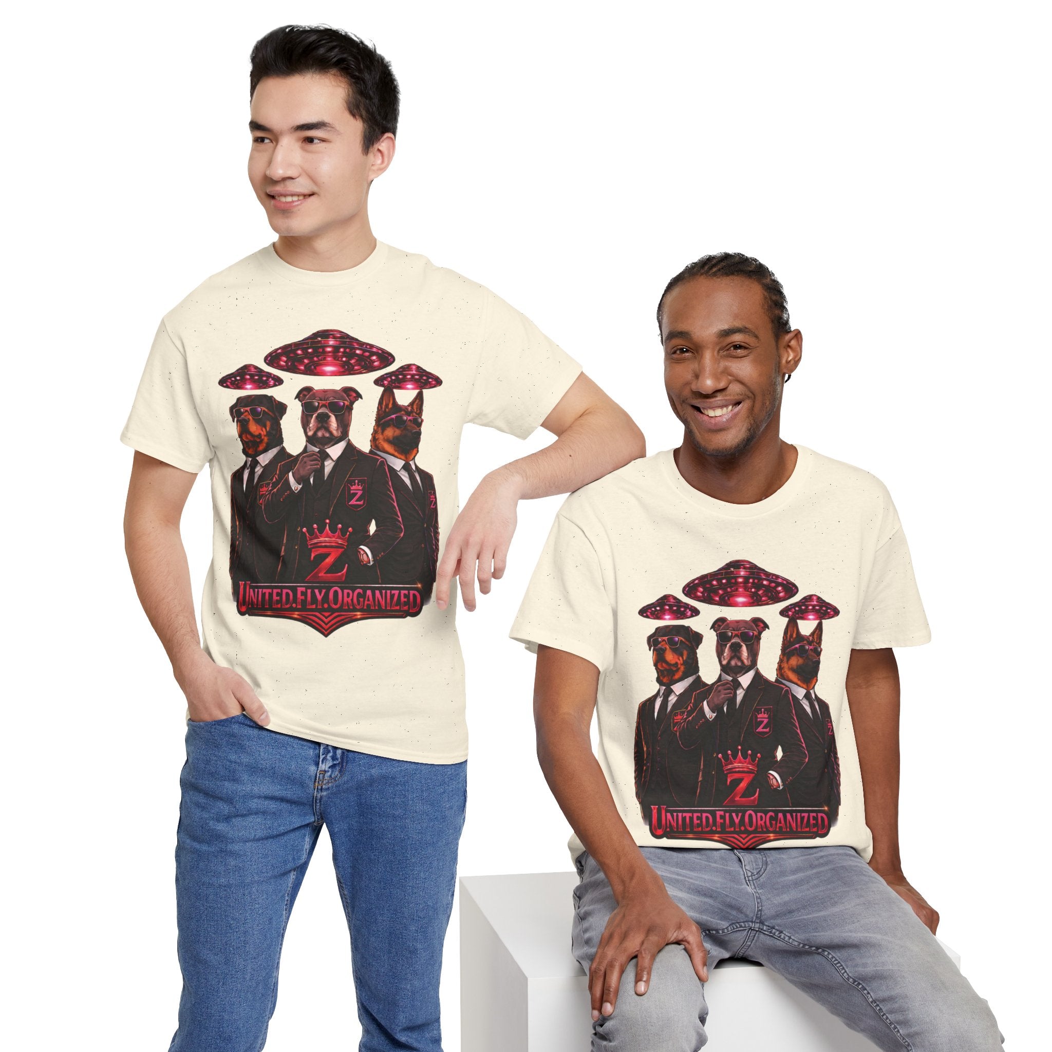 Adult "United. Fly. Organized." Graphic Tee (Hot Pink) Printify