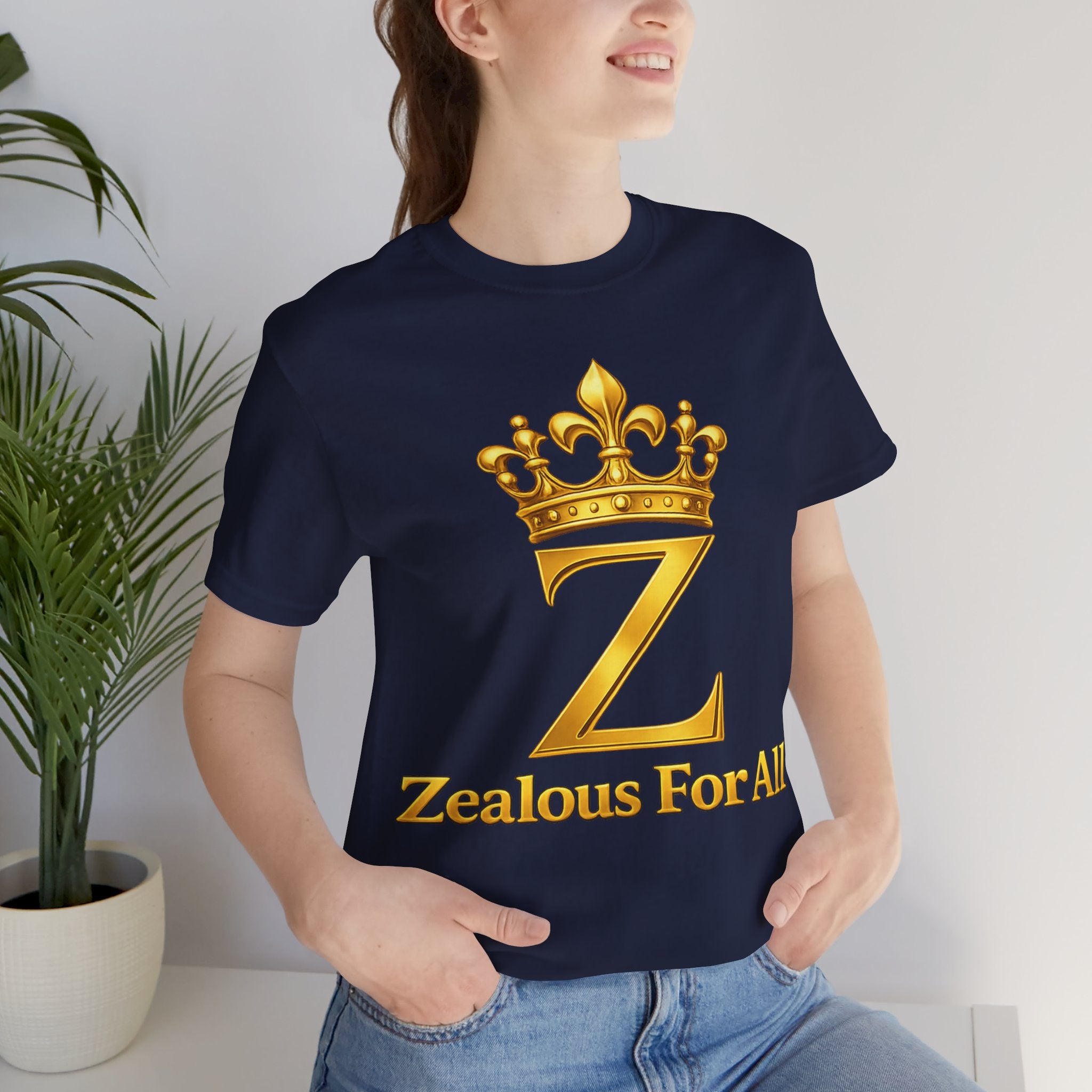 Unisex Zealous For All T-Shirt (Gold Logo) Printify