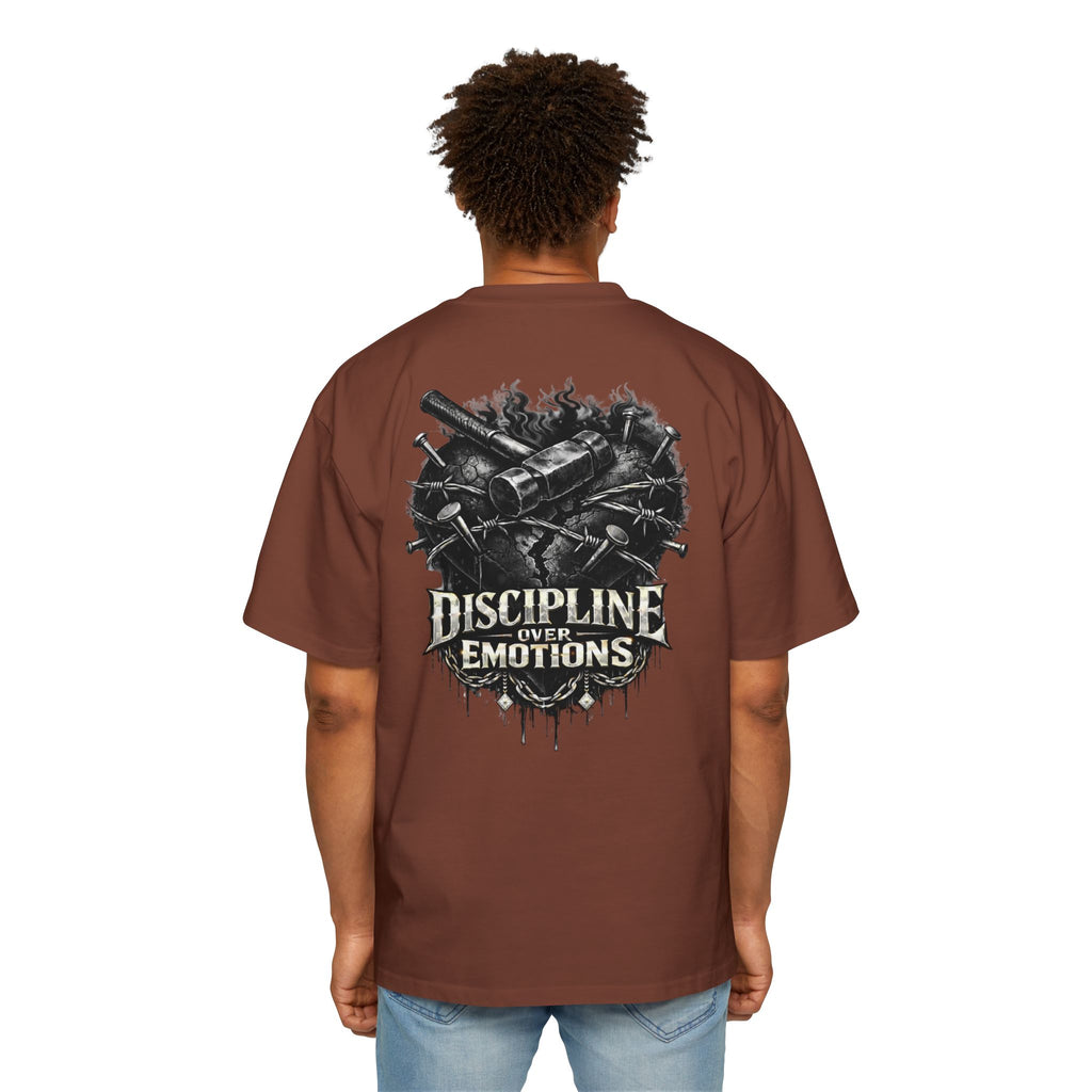 Oversized Discipline Over Emotions (Back) Graphic Tee (Black Heart) Printify