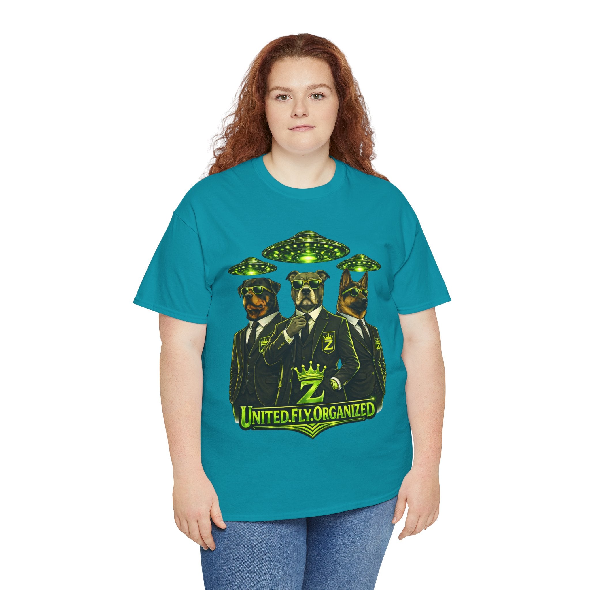 Adult "United. Fly. Organized." Graphic Tee (Lime Green) Printify