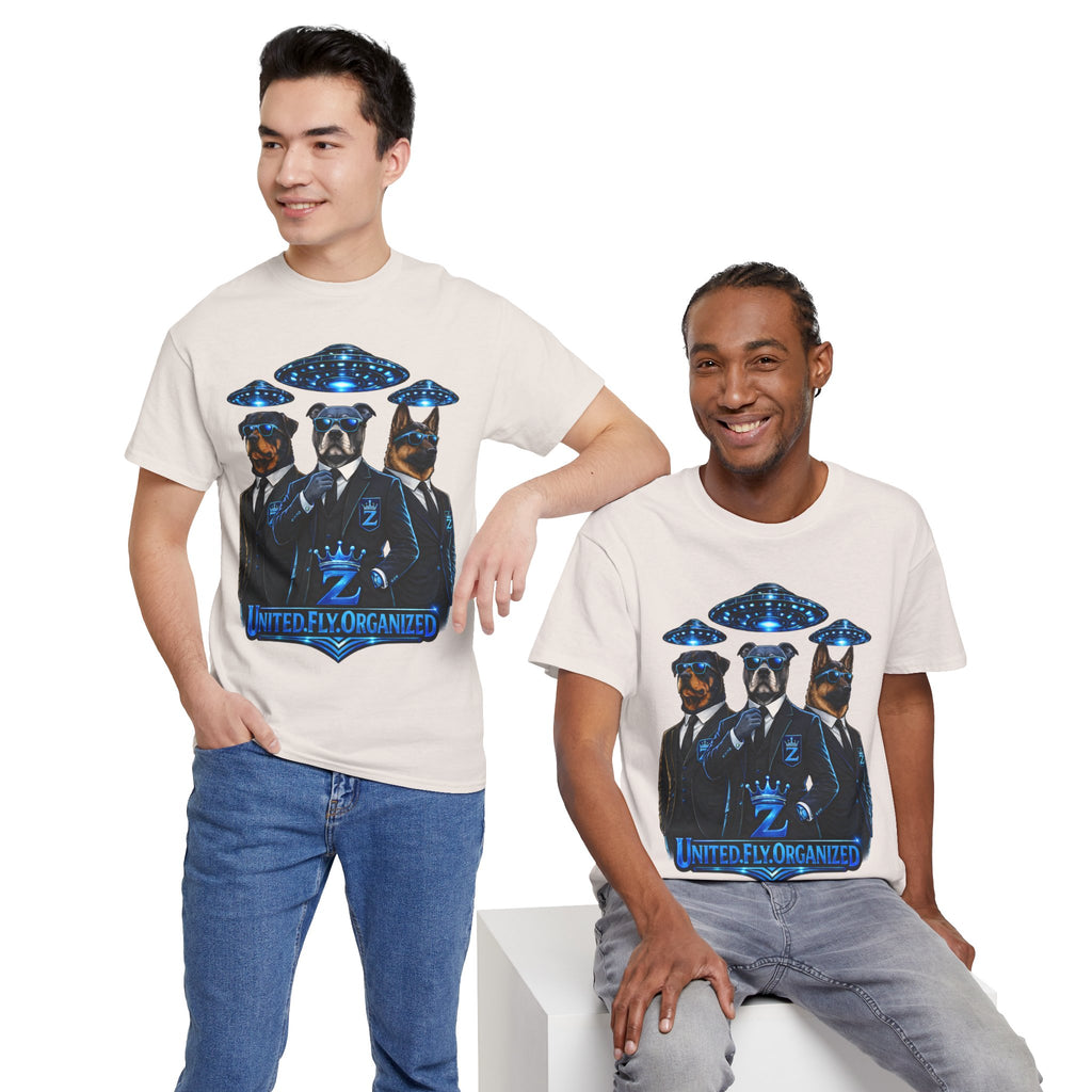 Adult "United. Fly. Organized." Graphic Tee (Blue) Printify