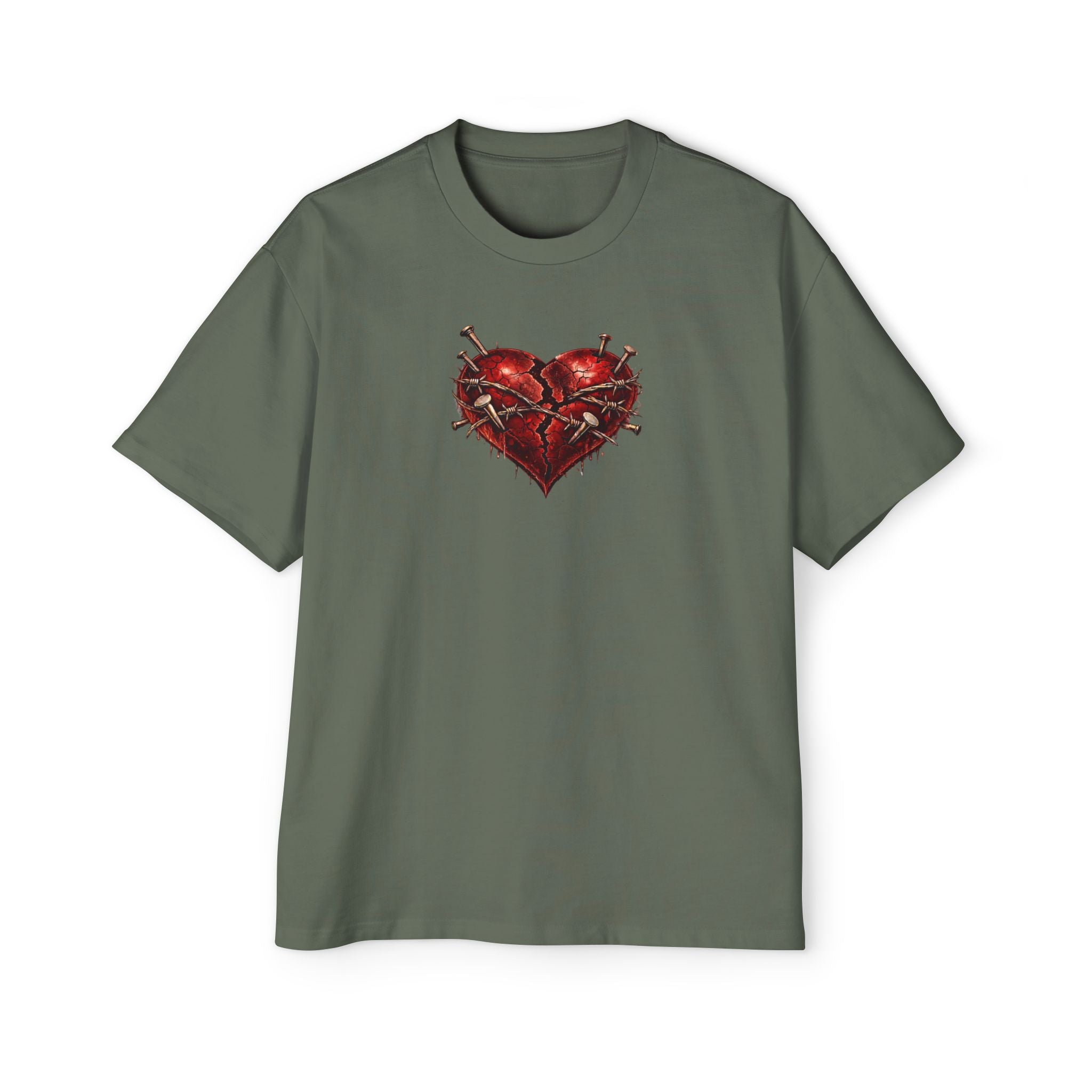 Oversized Discipline Over Emotions (Back) Graphic Tee (Red Heart) Printify
