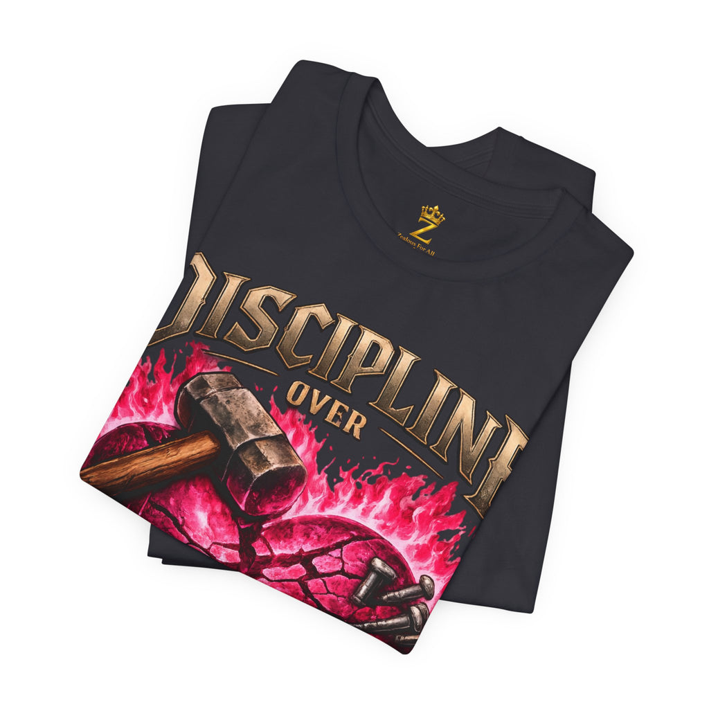 Discipline Over Emotions Premium Graphic T-Shirt (Hot Pink Heart) Printify