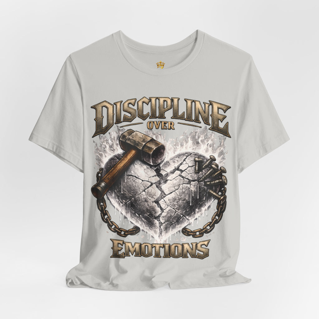 Discipline Over Emotions Premium Graphic T-Shirt (White Heart) Printify