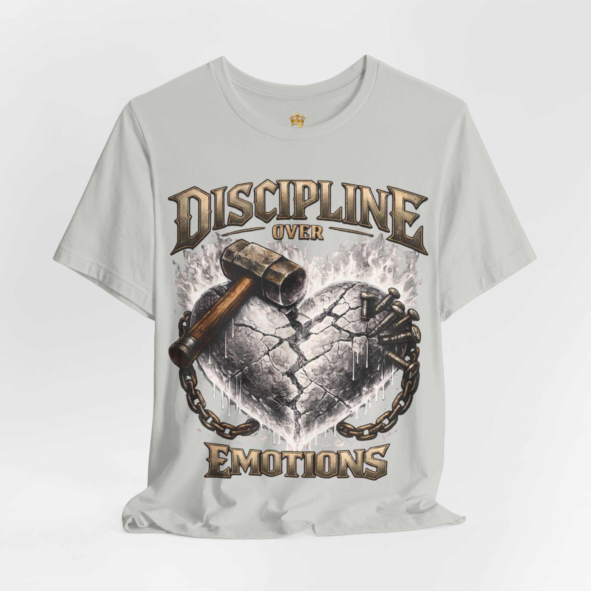Discipline Over Emotions Premium Graphic T-Shirt (White Heart) Printify