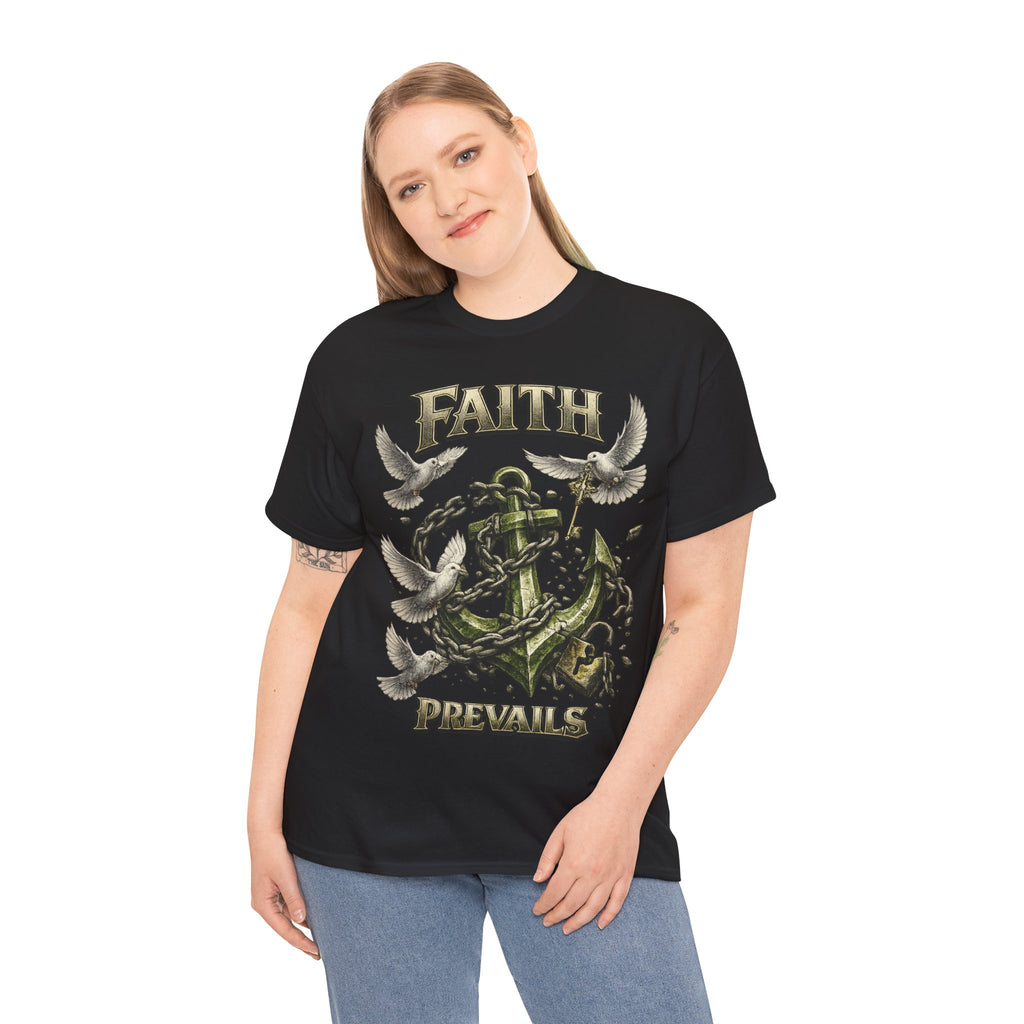 Adult Faith Prevails Anchor T-Shirt (Green Anchor) Printify