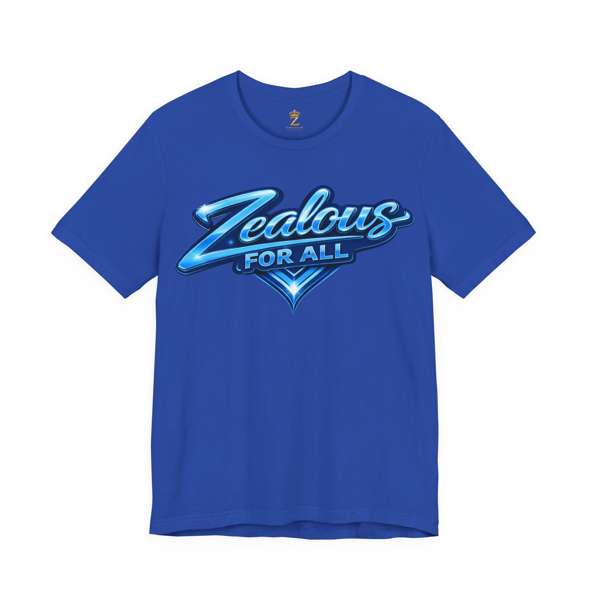 Zealous For All Graphic T-Shirt (Blue Logo) Printify