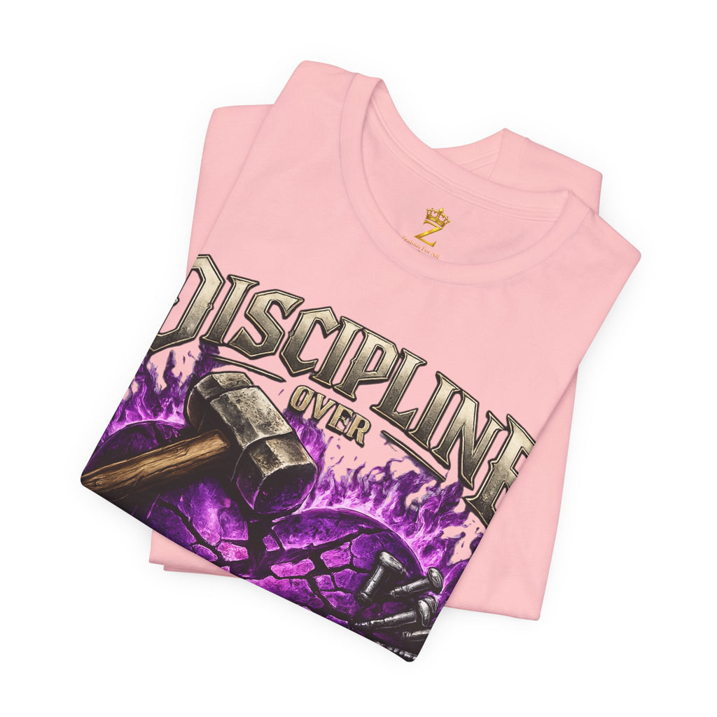 Discipline Over Emotions Premium Graphic T-Shirt (Purple Heart) Printify