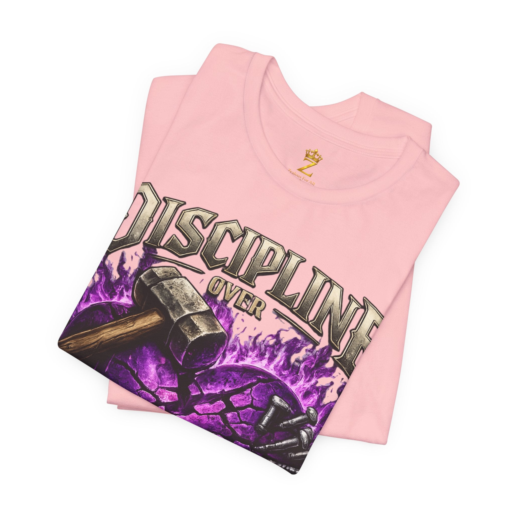 Discipline Over Emotions Premium Graphic T-Shirt (Purple Heart) Printify