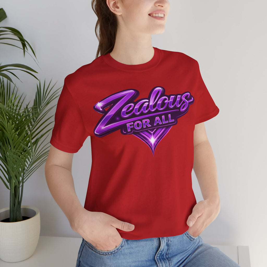 Zealous For All Graphic T-Shirt (Purple Logo) Printify