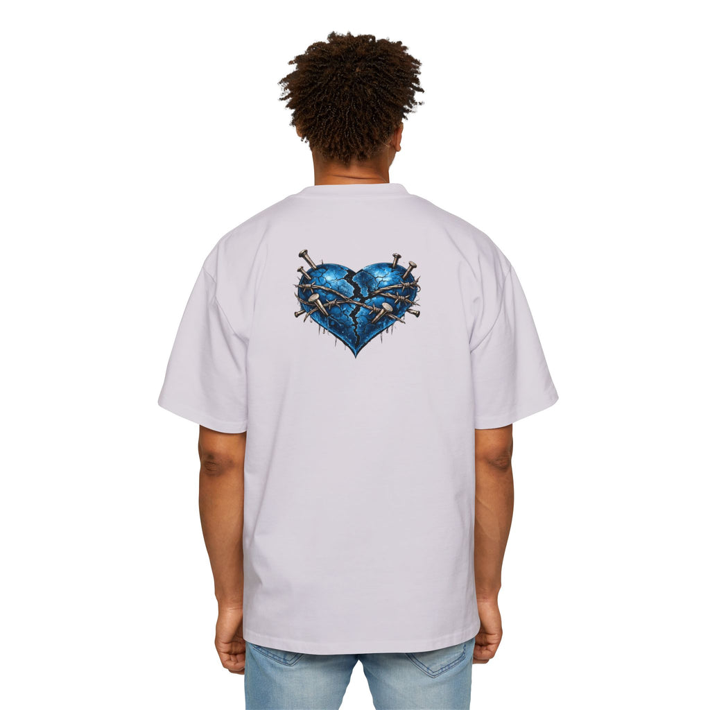Oversized Discipline Over Emotions Graphic T-Shirt (Blue Heart) Printify