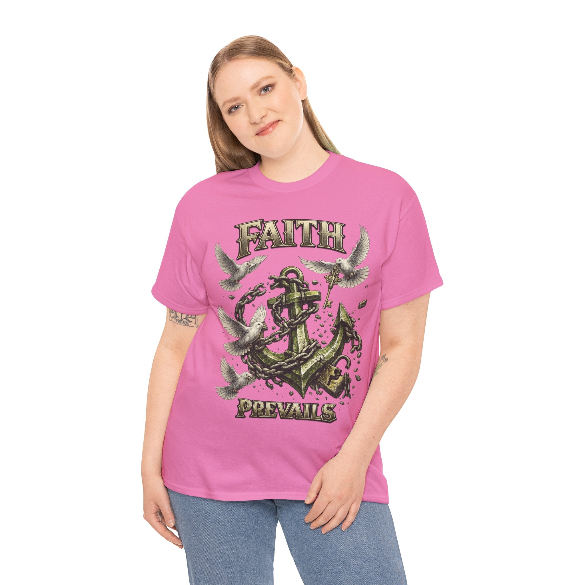 Adult Faith Prevails Anchor T-Shirt (Green Anchor) Printify