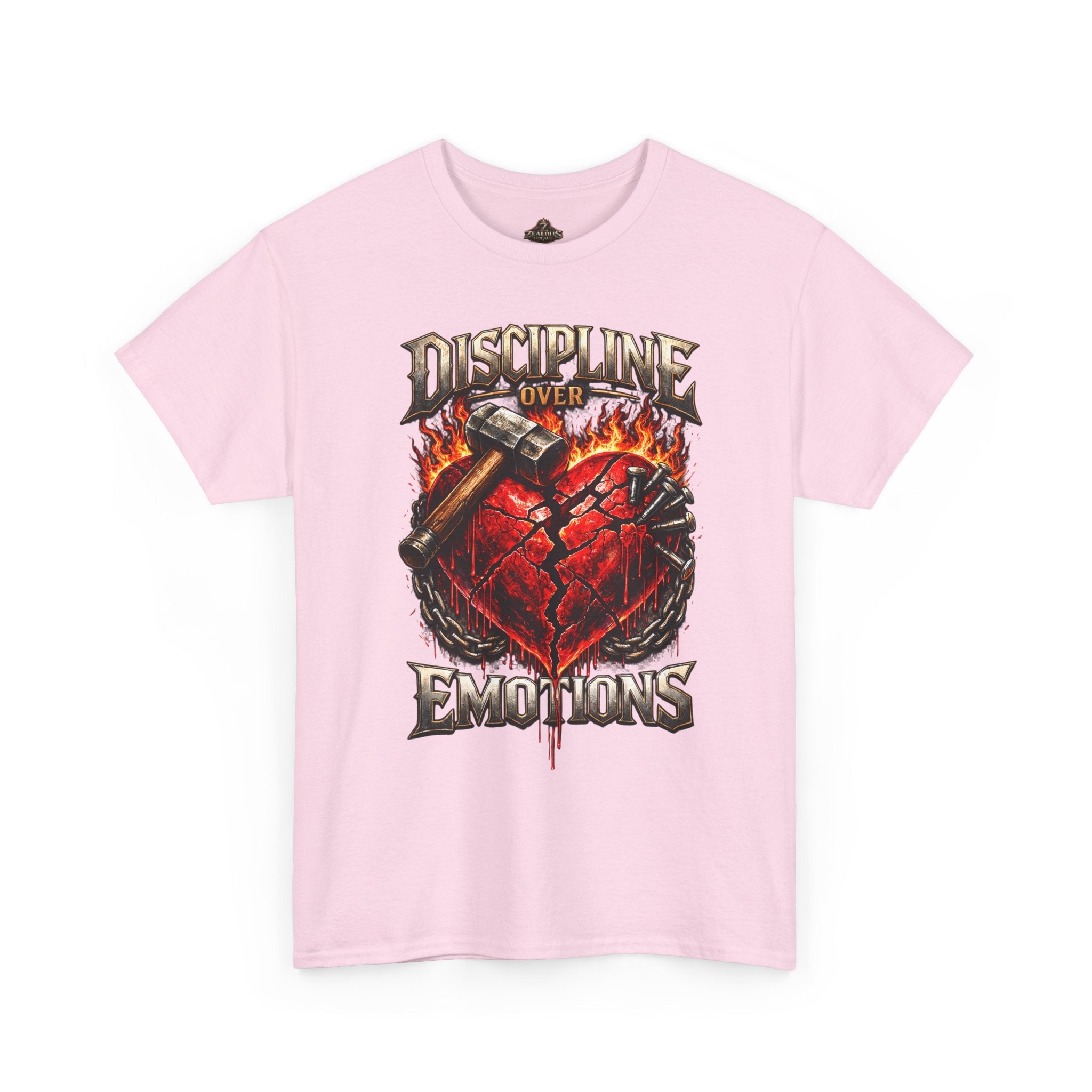 Discipline Over Emotions Graphic T-Shirt (Red Heart) Printify