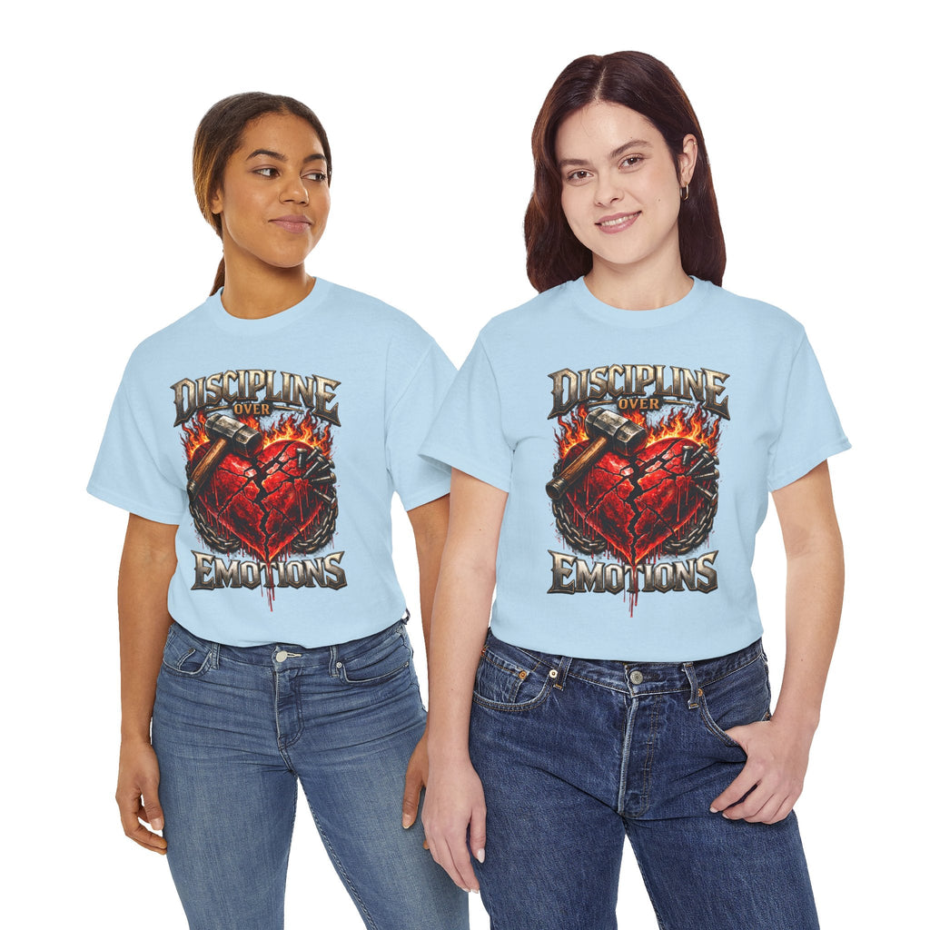 Discipline Over Emotions Graphic T-Shirt (Red Heart) Printify