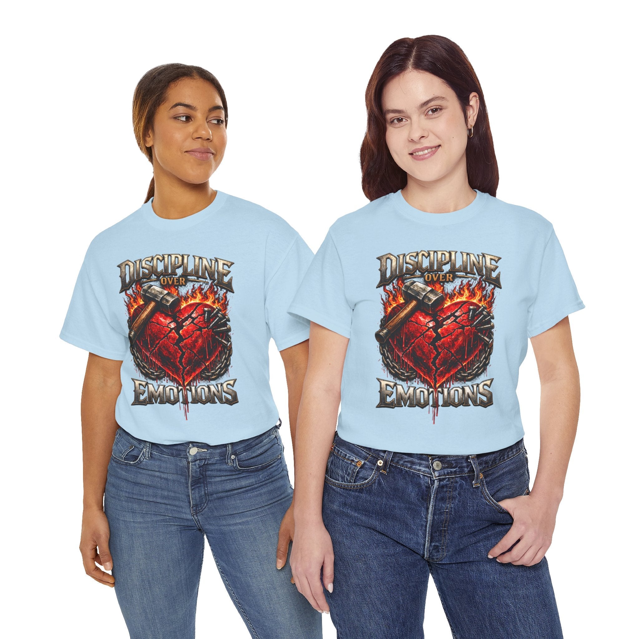 Discipline Over Emotions Graphic T-Shirt (Red Heart) Printify