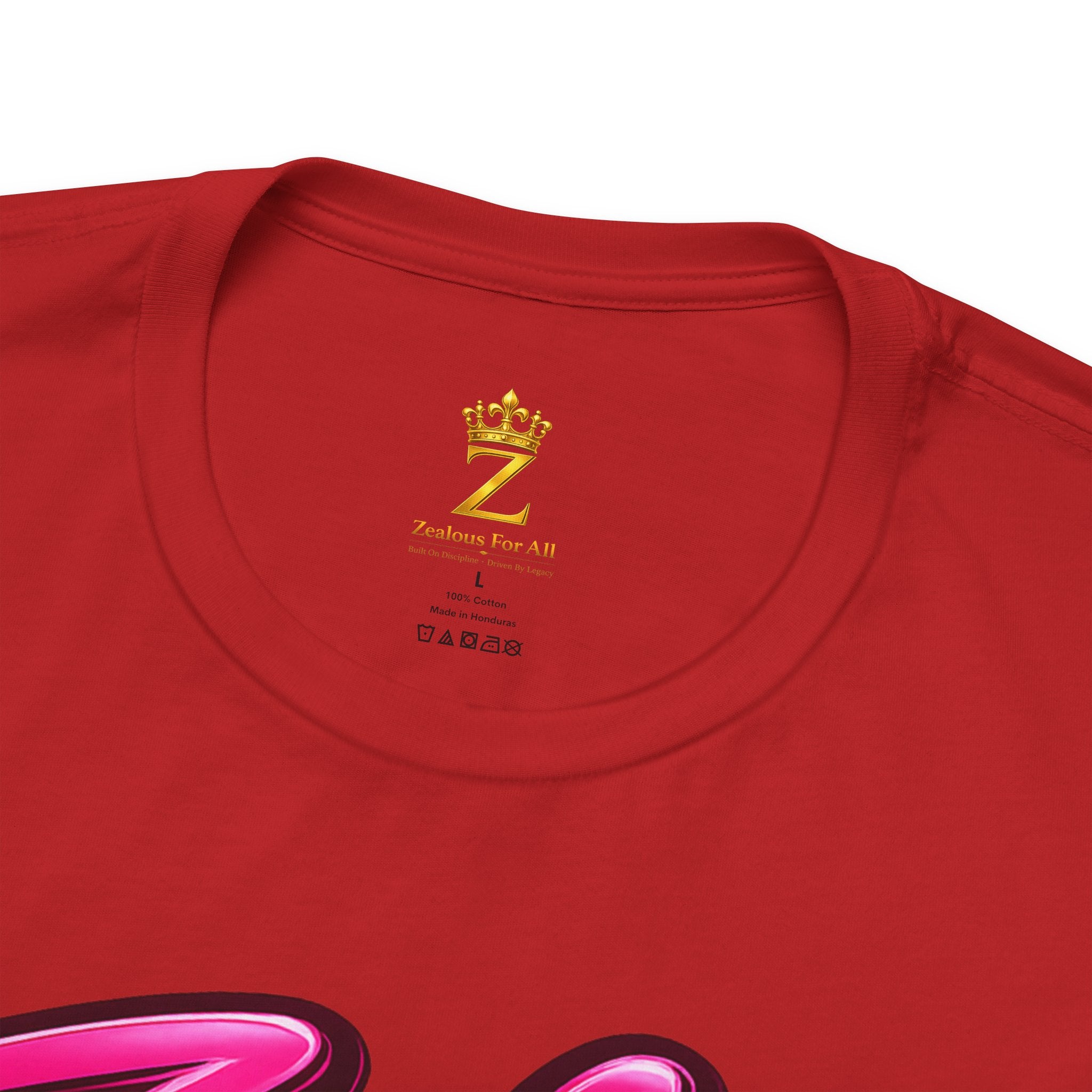 Zealous For All Graphic T-Shirt (Hot Pink Logo) Printify
