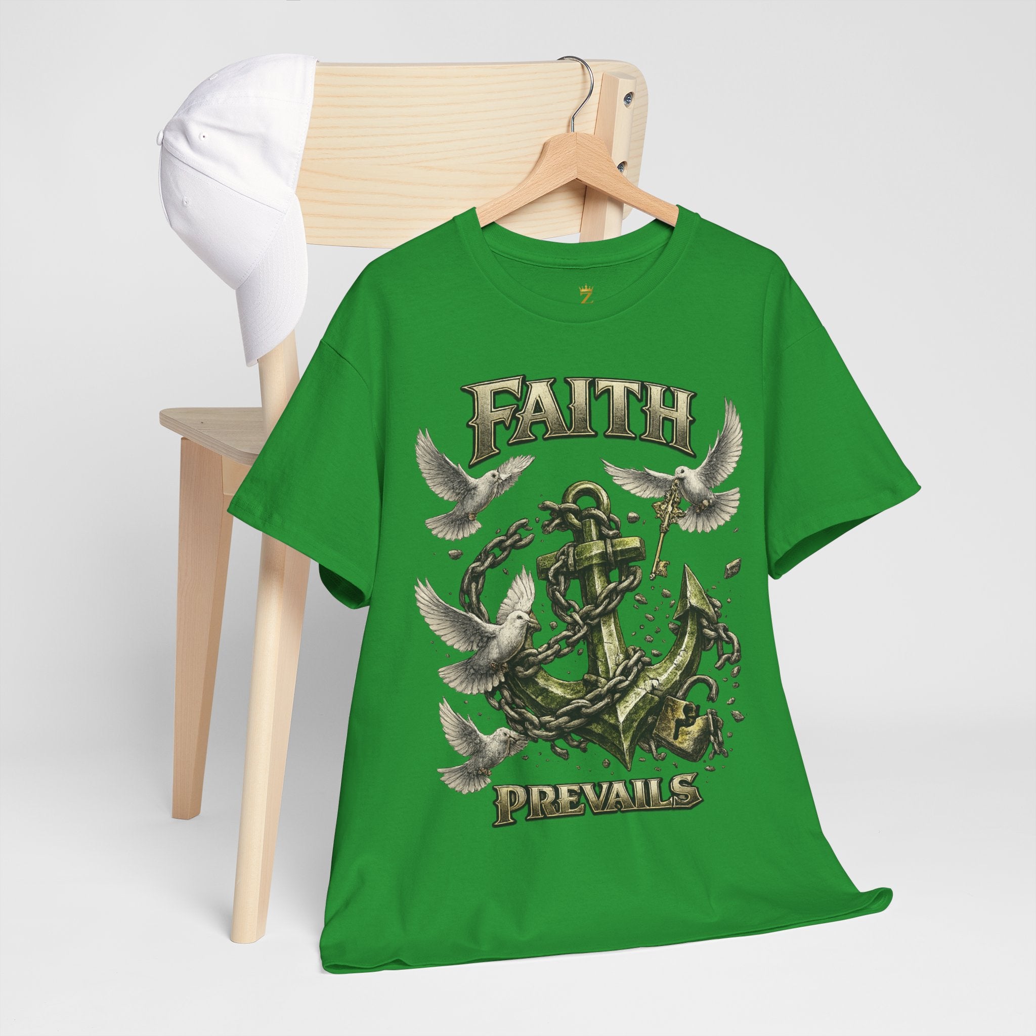 Adult Faith Prevails Anchor T-Shirt (Green Anchor) Printify