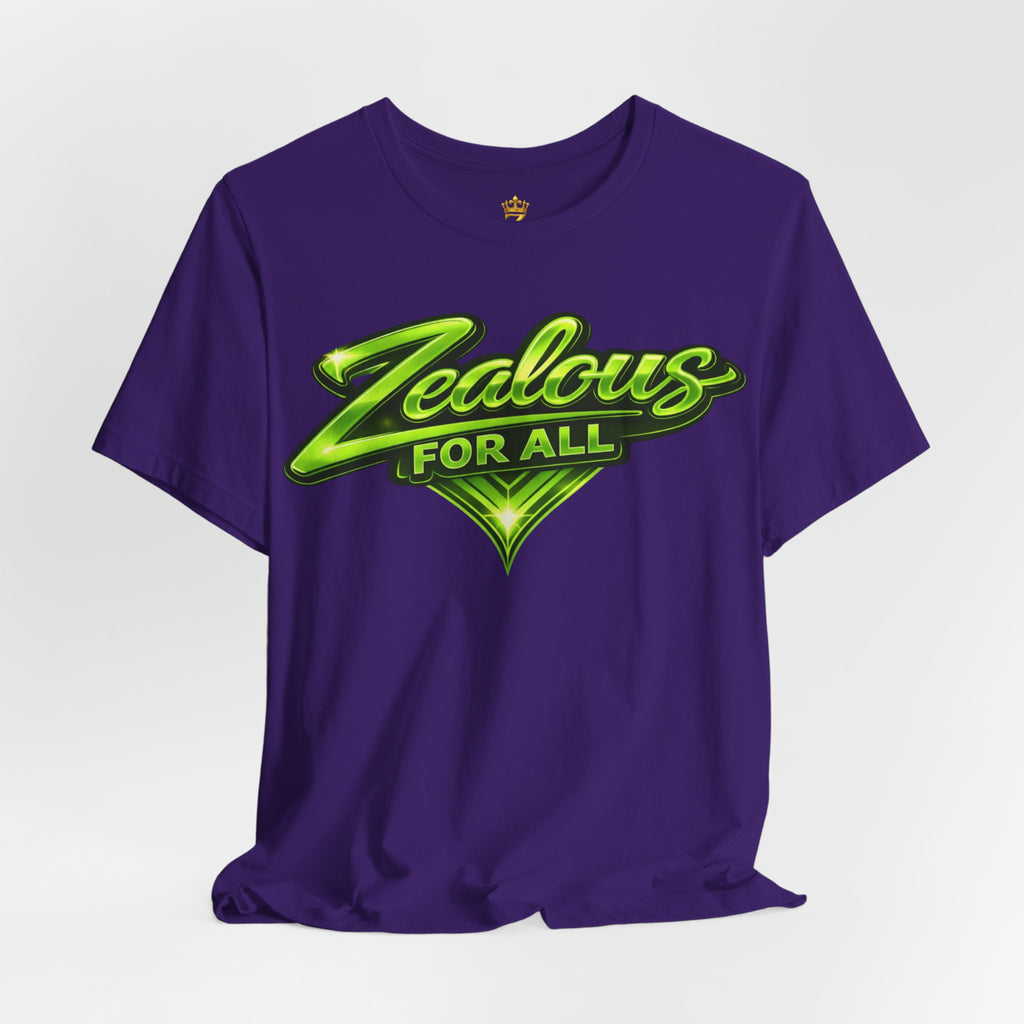 Zealous For All Graphic T-Shirt (Lime Green Logo) Printify