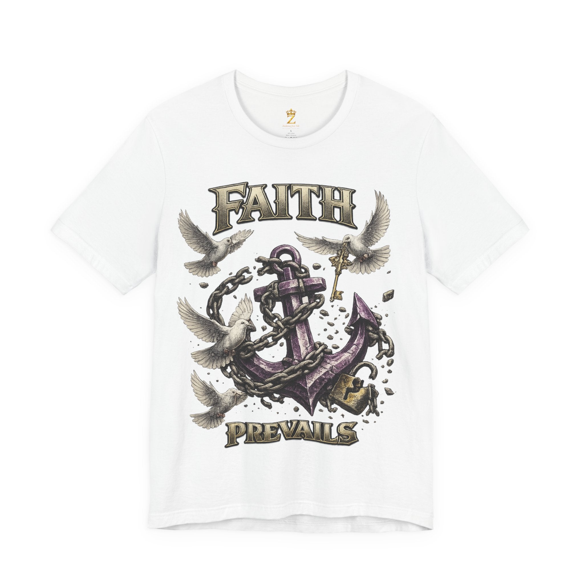 Faith Prevails T‑Shirt (Purple Anchor) Printify