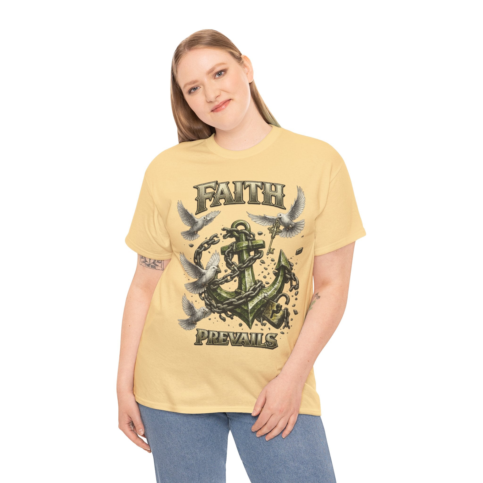 Adult Faith Prevails Anchor T-Shirt (Green Anchor) Printify