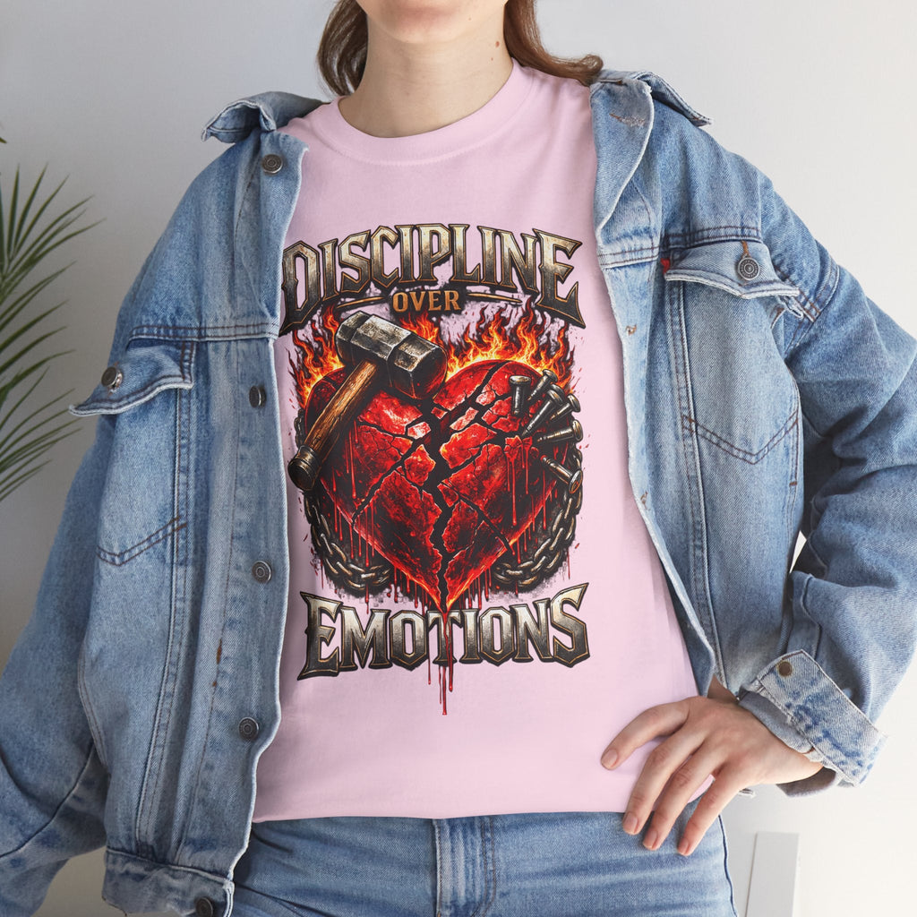 Discipline Over Emotions Graphic T-Shirt (Red Heart) Printify