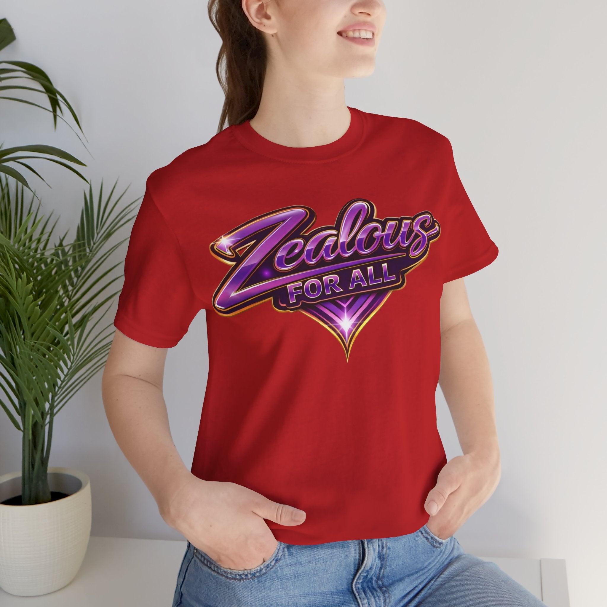 CUSTOM Zealous For All Graphic T-Shirt (Purple & Gold Trim Logo)