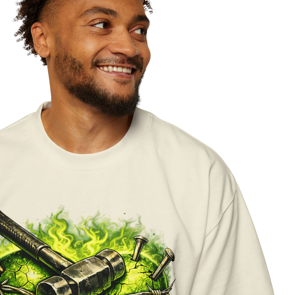 Oversized Discipline Over Emotions Graphic Tee (Green Heart) Printify