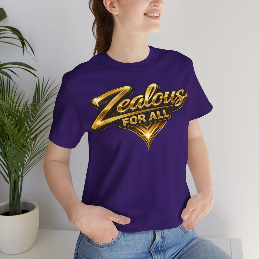 Zealous For All Graphic T-Shirt (Gold Logo) Printify