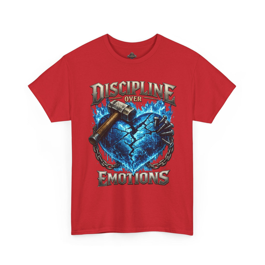 Discipline Over Emotions Graphic T-Shirt (Blue Heart) Printify