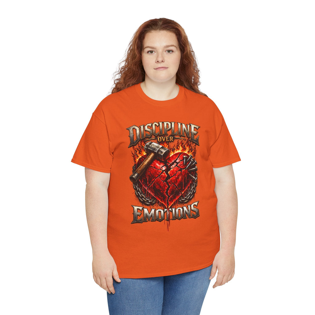 Discipline Over Emotions Graphic T-Shirt (Red Heart) Printify
