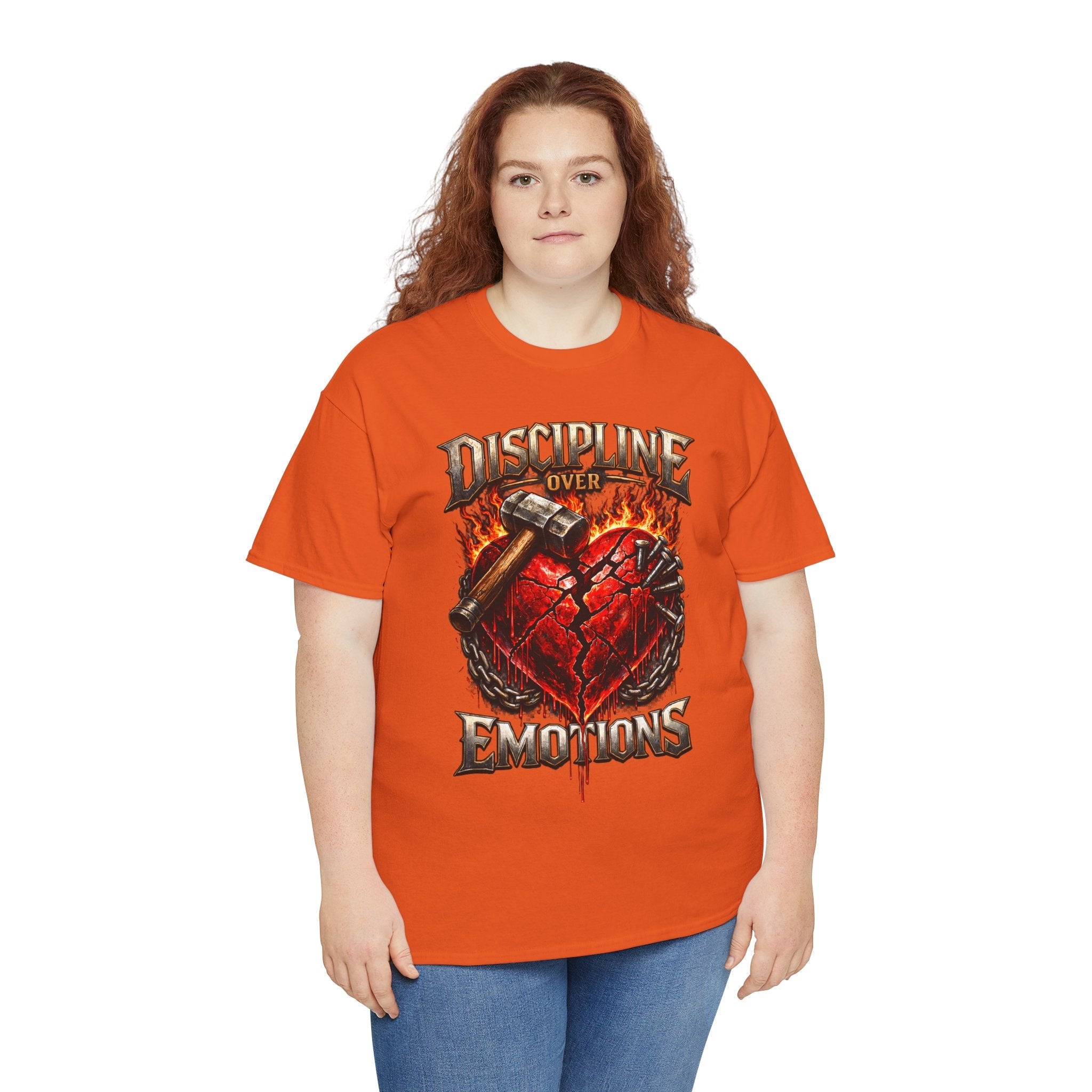 Discipline Over Emotions Graphic T-Shirt (Red Heart) Printify