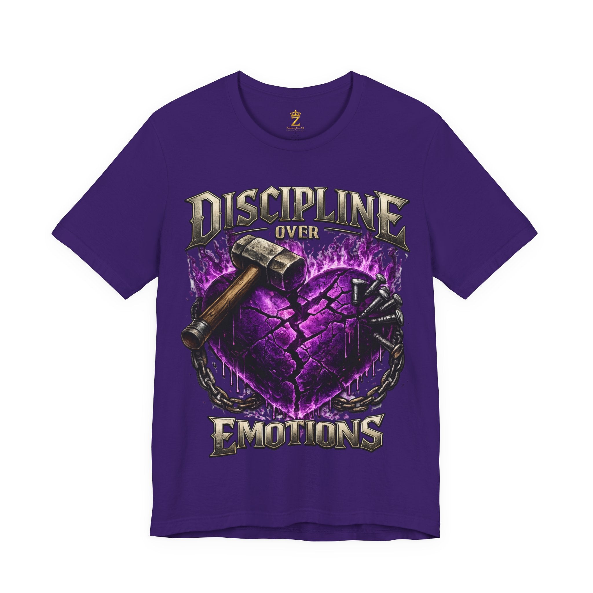 Discipline Over Emotions Premium Graphic T-Shirt (Purple Heart) Printify