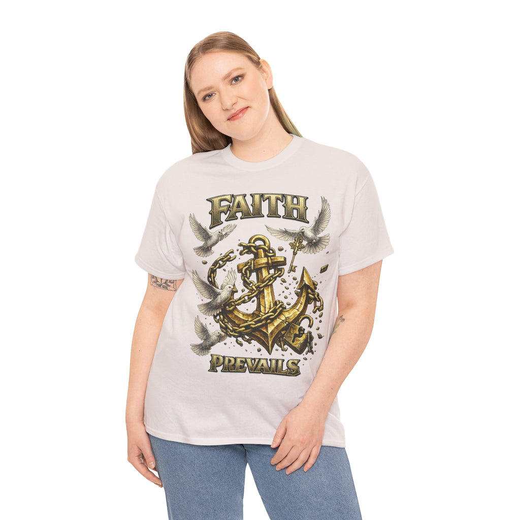 Adult Faith Prevails Anchor T-Shirt (Gold Anchor) Printify