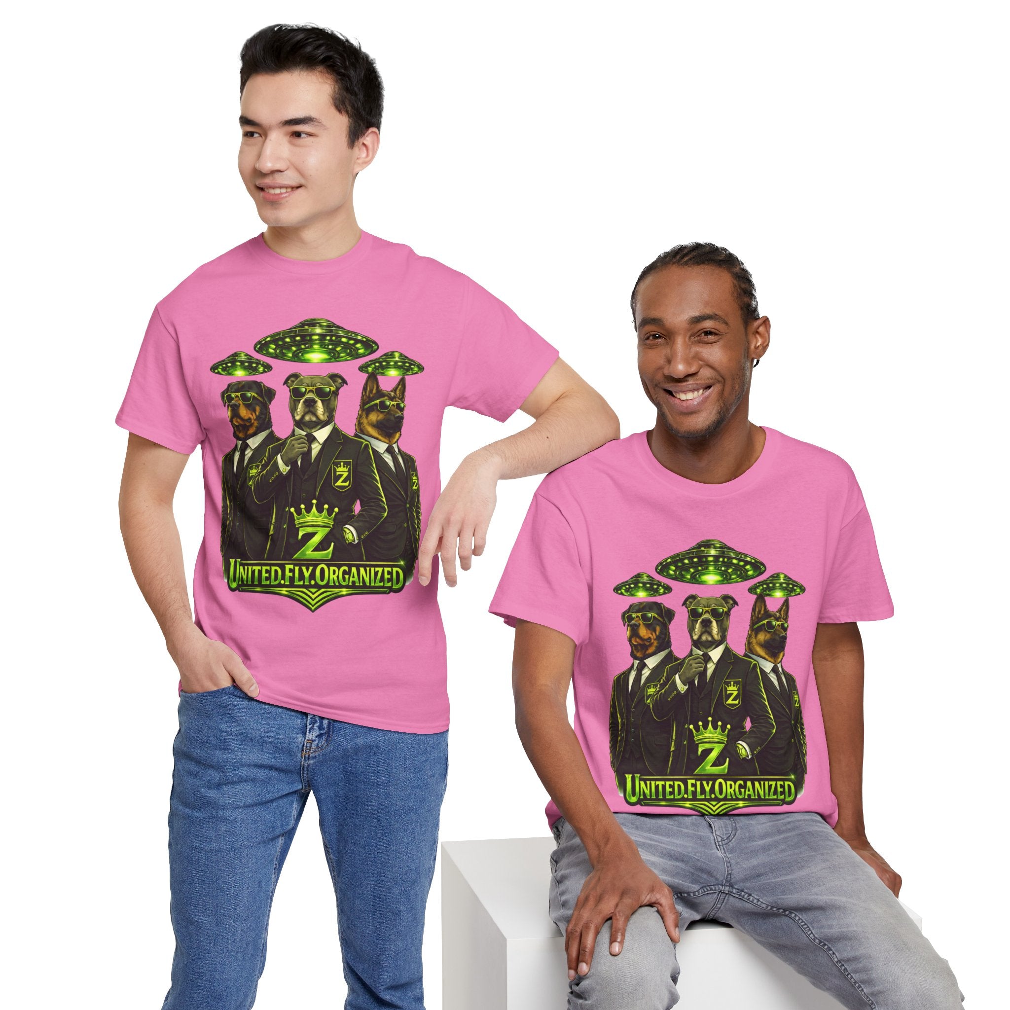 Adult "United. Fly. Organized." Graphic Tee (Lime Green) Printify