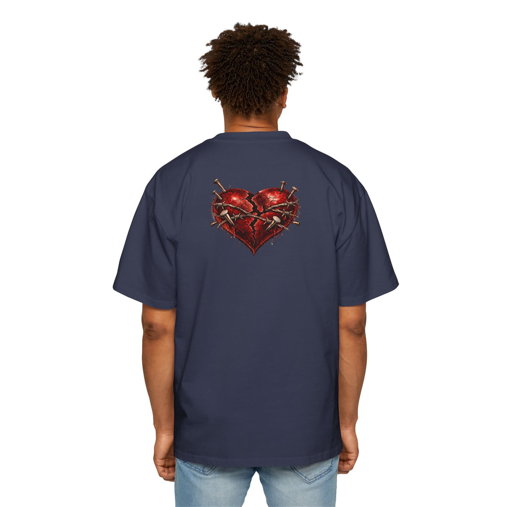 Oversized Discipline Over Emotions Graphic Tee (Front Red Heart) Printify
