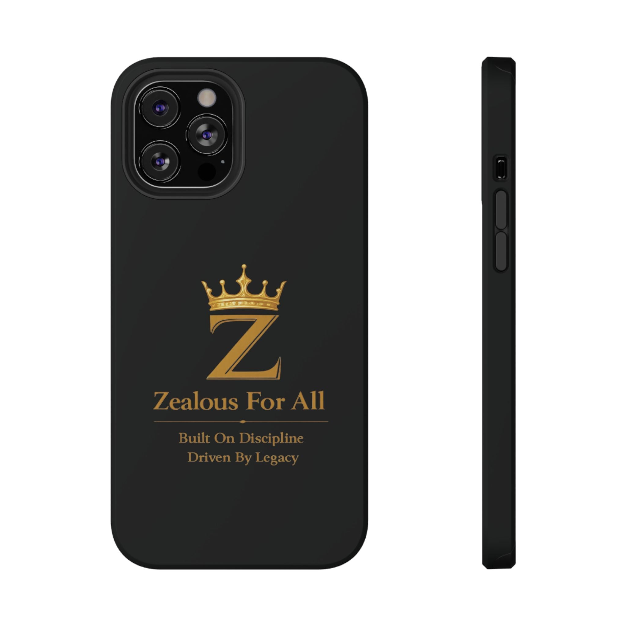 Phone Case — "Zealous For All" Gold Crown Impact-Resistant Case Printify