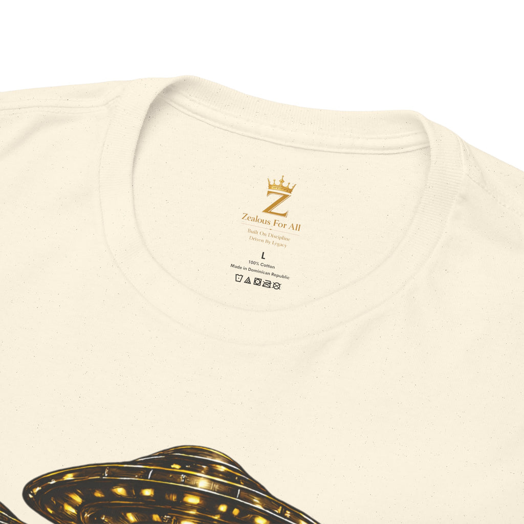 Adult "United. Fly. Organized." Graphic Tee (Gold) Printify