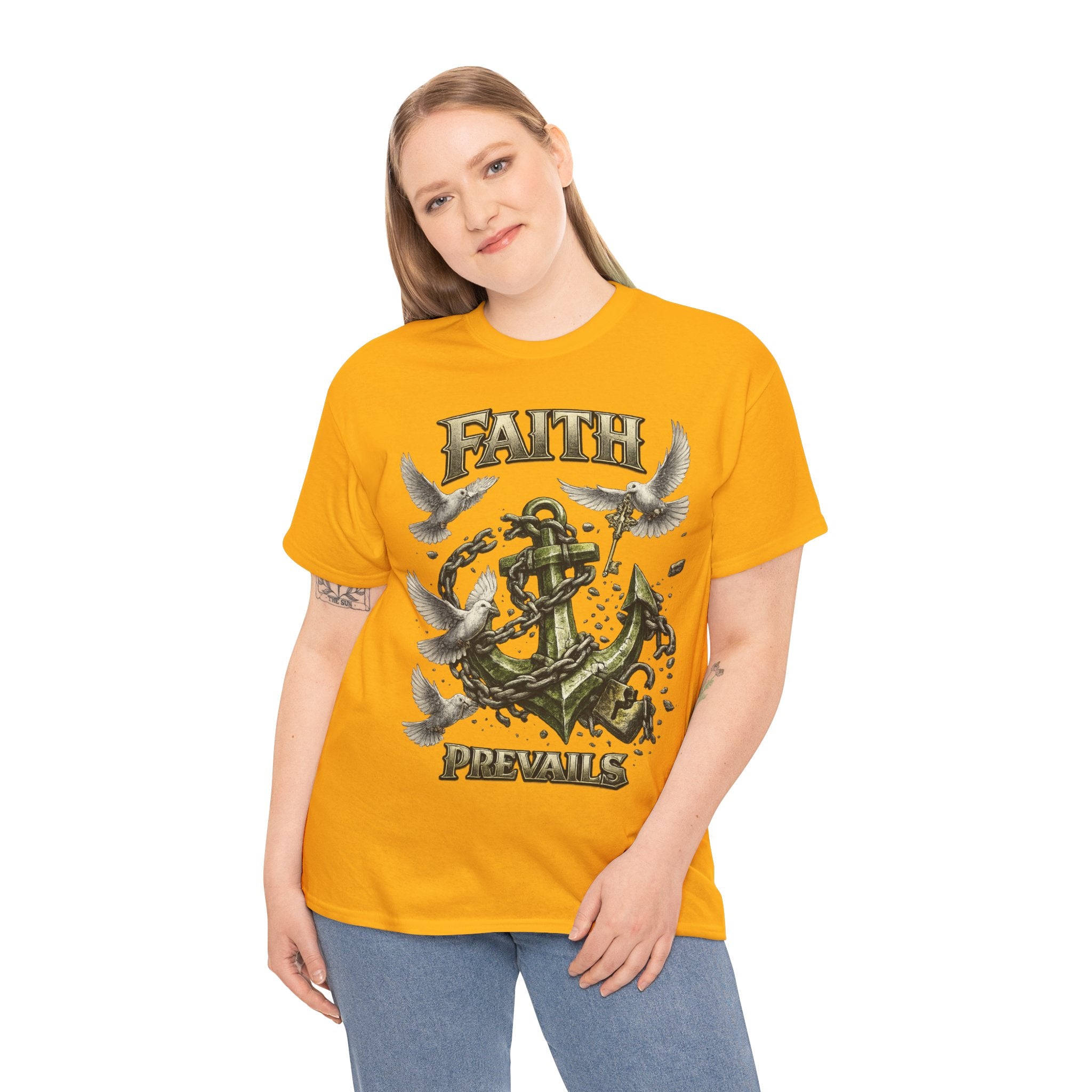 Adult Faith Prevails Anchor T-Shirt (Green Anchor) Printify