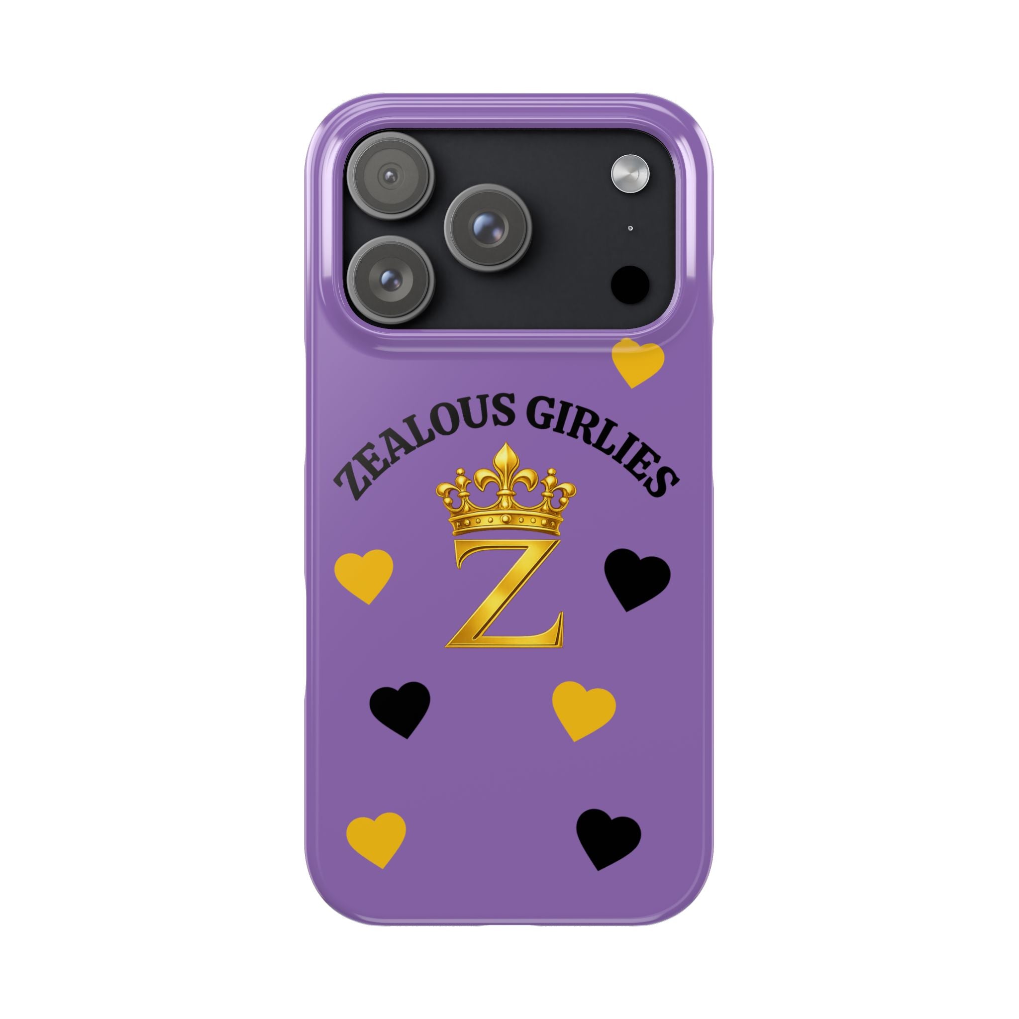 Zealous Girlies 'Z' Crown Slim Phone Case — Purple & Gold Heart Design Printify