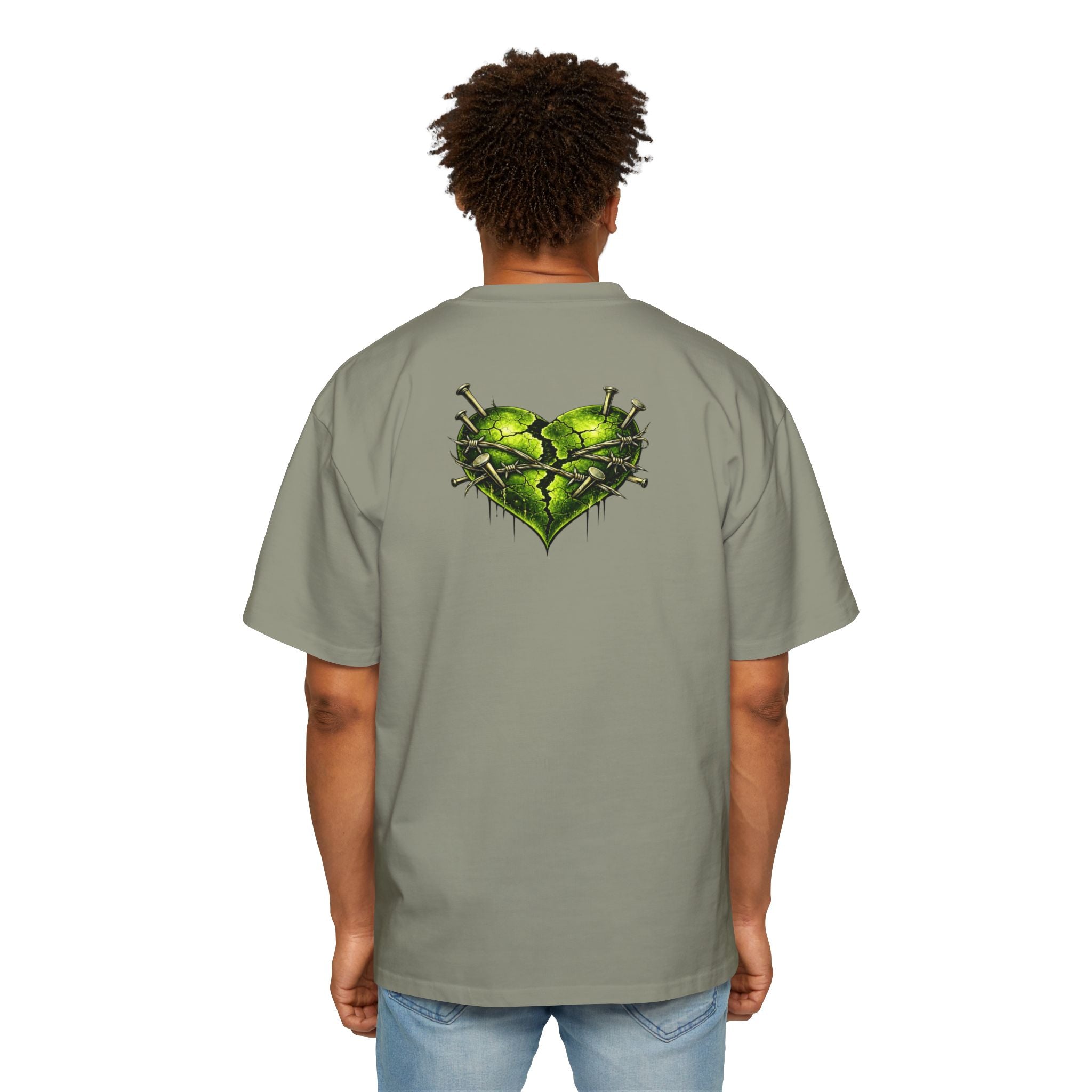 Oversized Discipline Over Emotions Graphic Tee (Green Heart) Printify