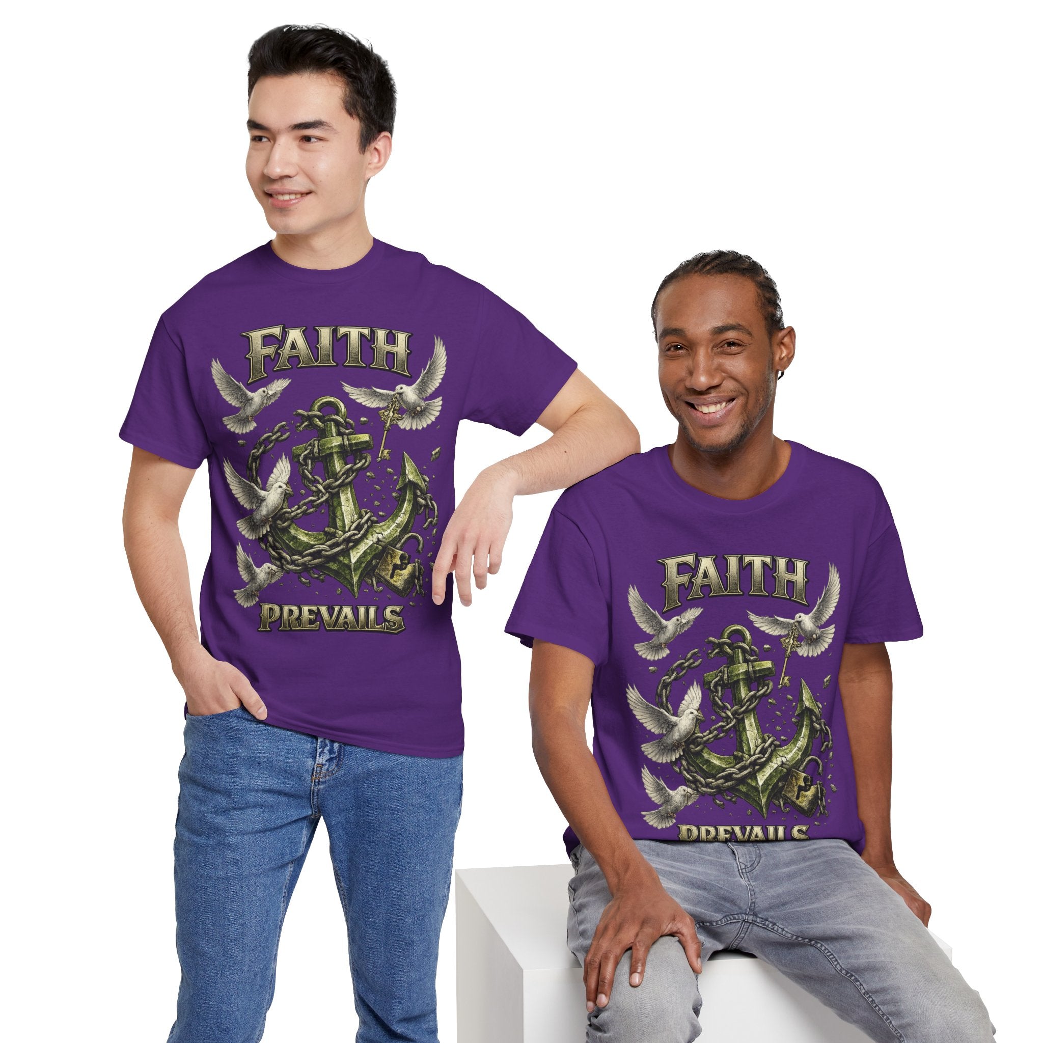 Adult Faith Prevails Anchor T-Shirt (Green Anchor) Printify