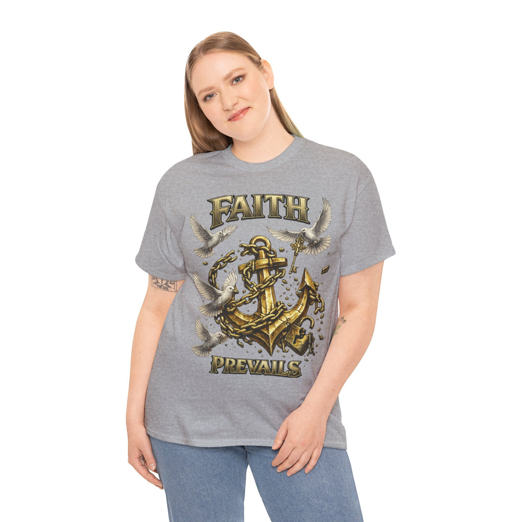 Adult Faith Prevails Anchor T-Shirt (Gold Anchor) Printify
