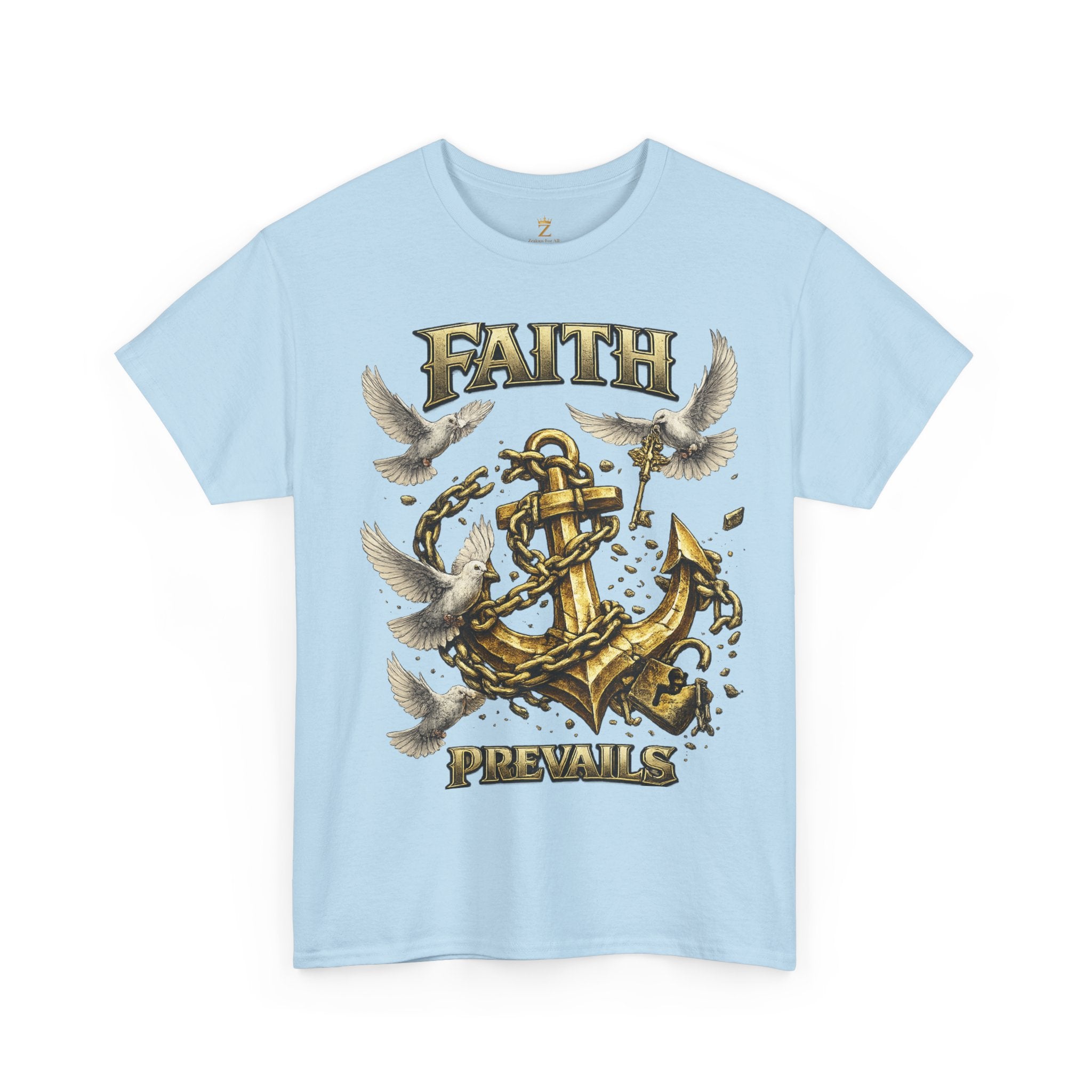Adult Faith Prevails Anchor T-Shirt (Gold Anchor) Printify